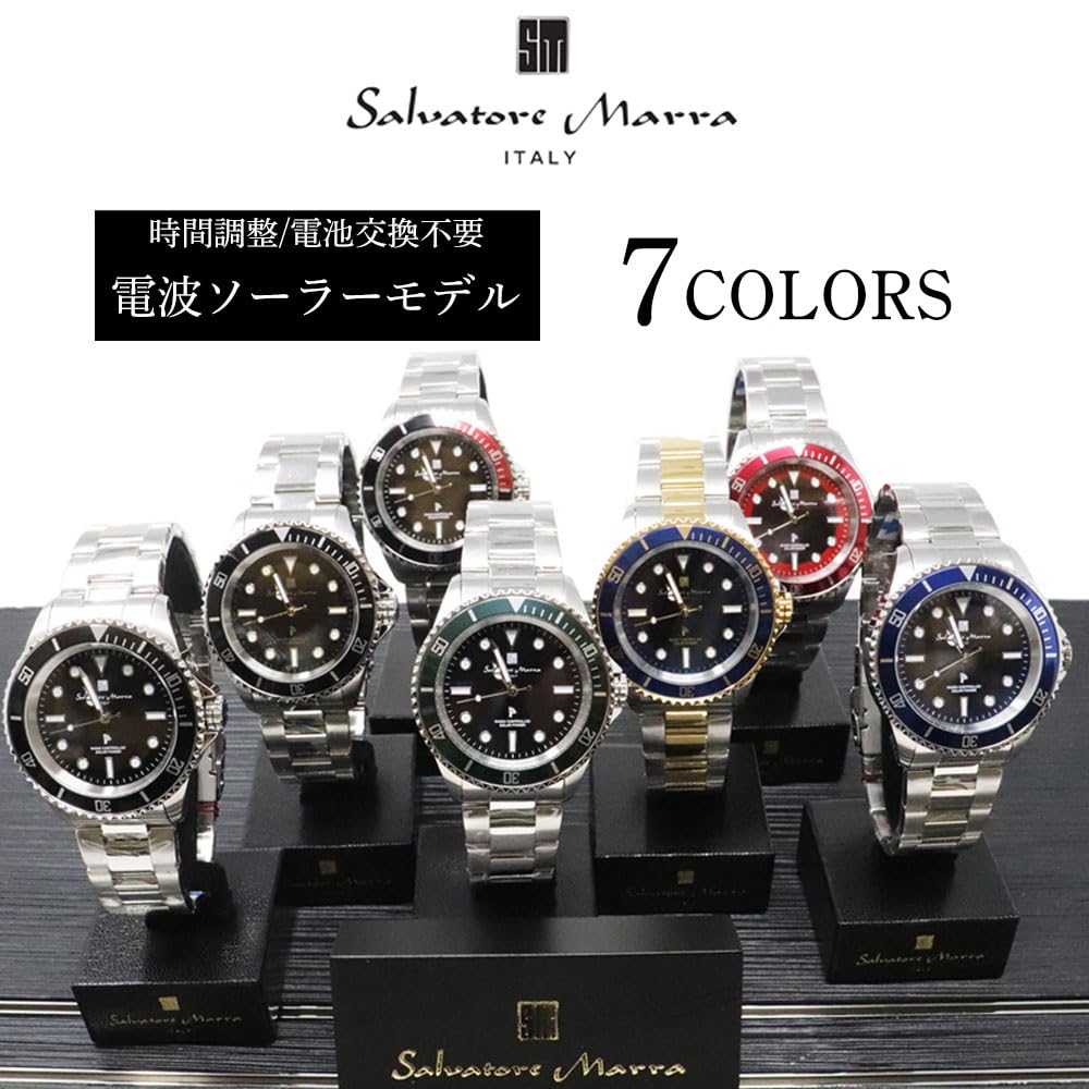 Salvatore Marra 10 ATM Water Stainless Steel Black Metal Japanese Salvatore Marra Popular Brand SM22110 Includes Watch Cloth Men's Solar-Powered