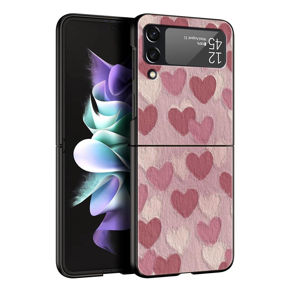 Золотой розовый блестящий чехол для телефона с сердечками для Samsung Galaxy Z Flip 3 4 5 Чехол для Samsung Z Flip3 Flip4 Жесткий чехол-бампер для ПК