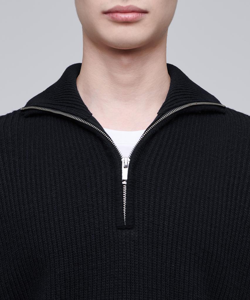 MUSINSA STANDARD Relaxed Ribbed Half Zip Knit [Black]