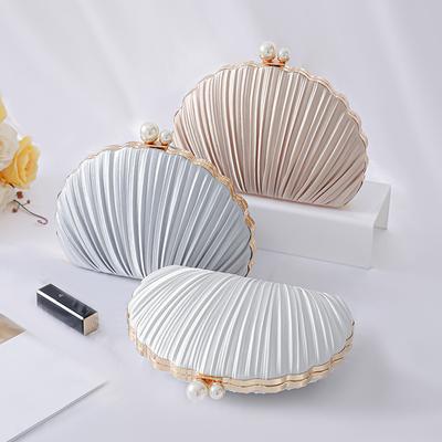 Вечерняя сумка для женщин Мини плиссированная ракушка Клатч Сумочка Кошелек На цепочке Через плечо На плечо Для свадьбы Выпускного Вечеринки