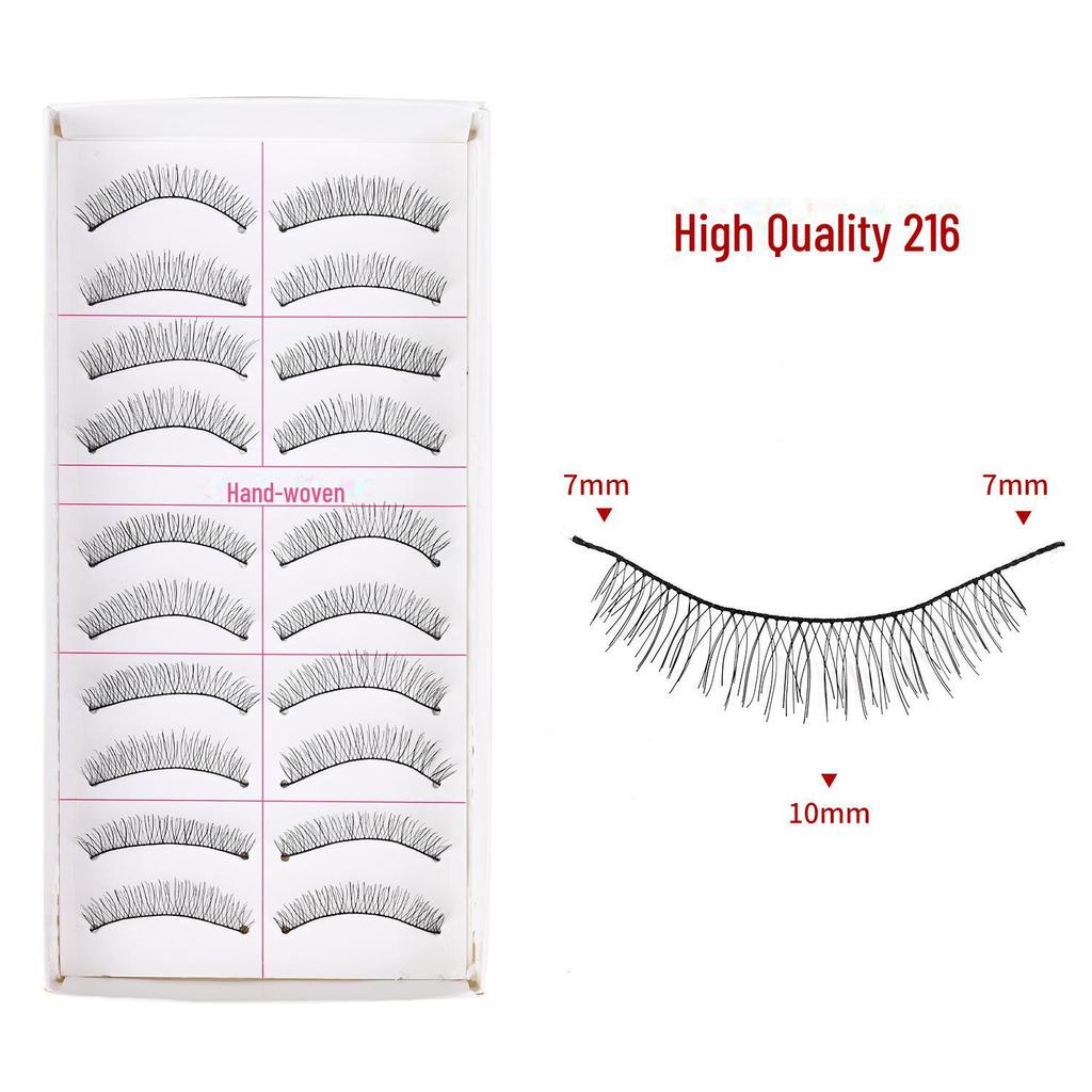 217 накладных ресниц ручной работы - 10 пар, натуральный стиль, перекрестный хлопковый стержень для сценического макияжа