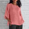 Women's Fashion Half Sleeve Round Neck Solid Colour Loose Casual Shirt Top