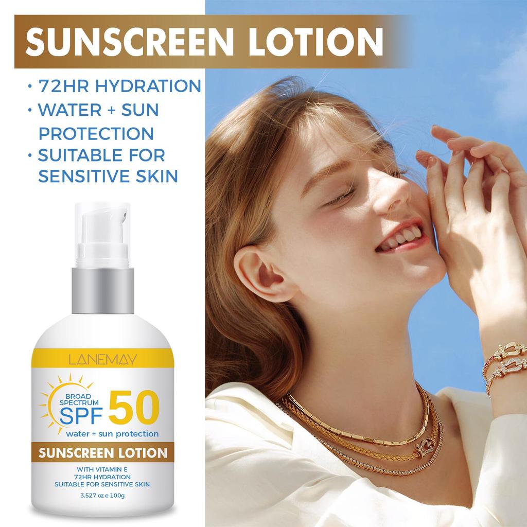 72HR Hydration Sunscreen Lotion - With Vitamin E, Hydrates and Locks In Moisture For Dry Skin - Suitable For Sensitive Skin,100g