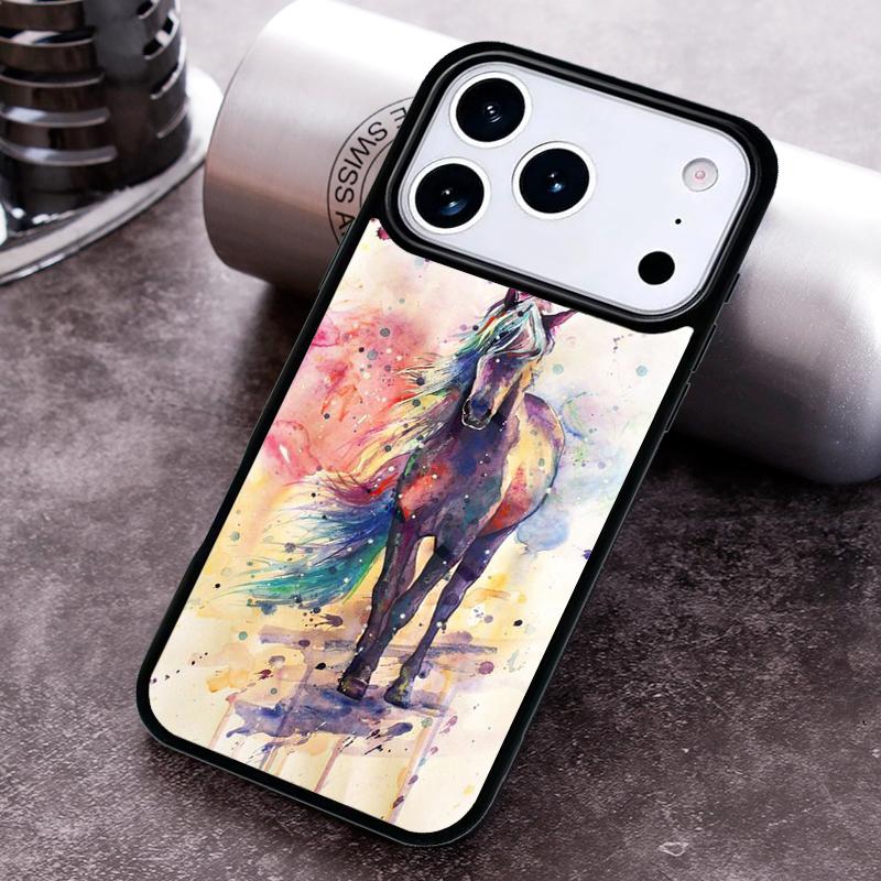 Чехол для телефона с акварельными цветами и лошадью для iPhone 17 16 15 Pro Max Air 14 13 12 11 Plus Ударопрочный чехол