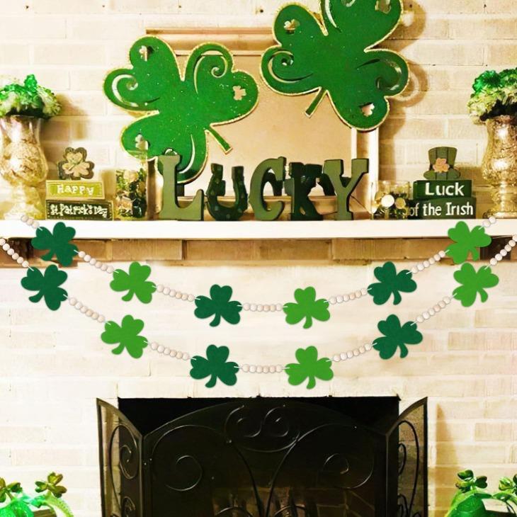 St. Patrick's Day Banner Wooden Bead Wreath Suitable For St. Patrick's Day Decorative Hanging