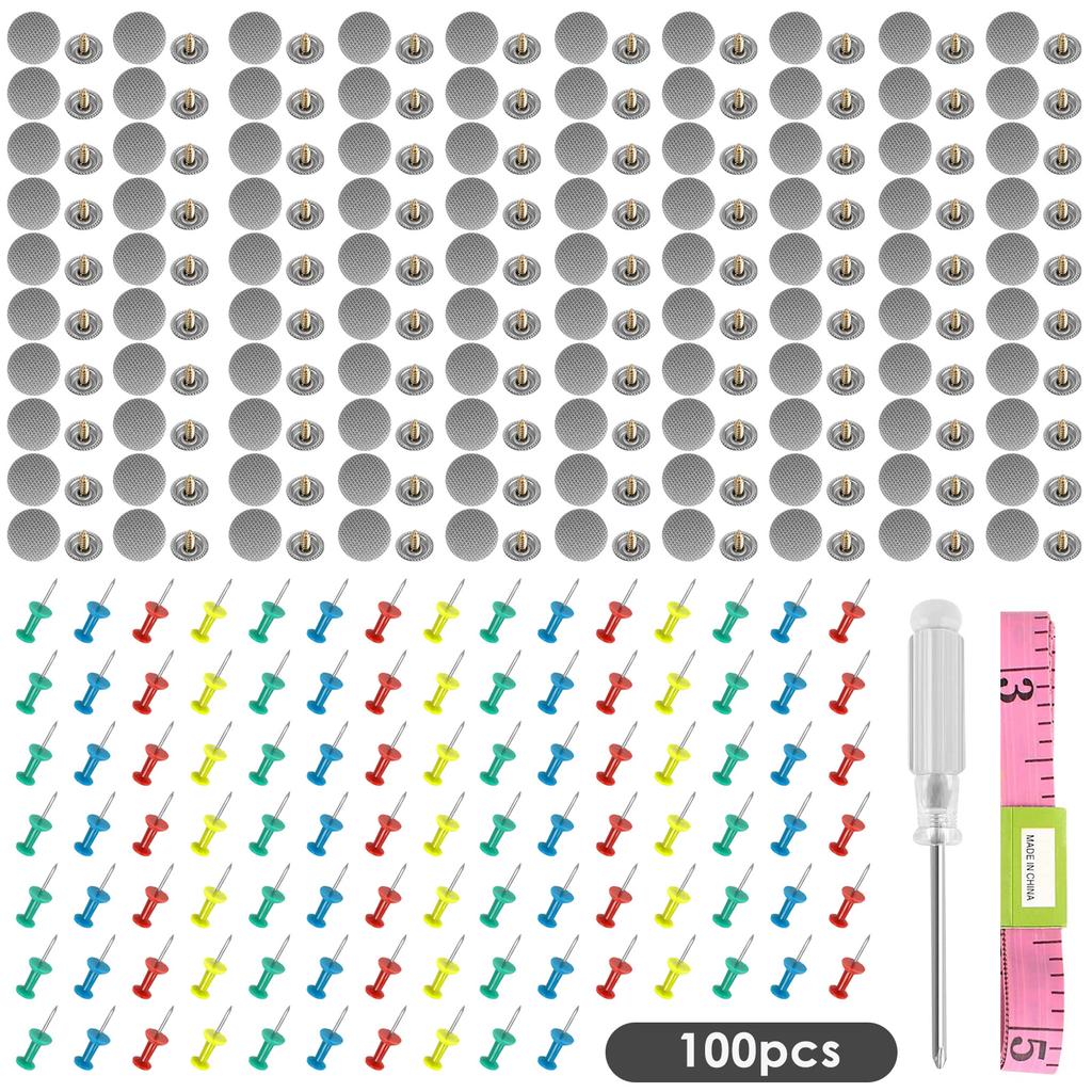 70/100 шт., инструменты для ремонта пряжек на крыше автомобиля, автомобильная кнопка с цветными булавками, 1 рулетка, 1 отвертка для украшения и