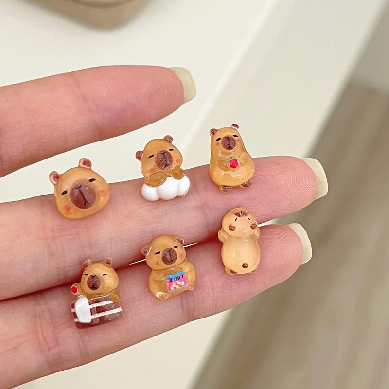 6Pairs Cute Fashion Capybara Earrings Set For Women Girls Cartoon Kawaii Versatile Tiny Earrings Jewelry Accessories Gifts