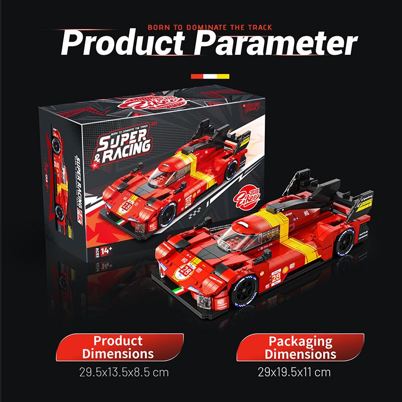Eikee MOC Городской Гоночный Автомобиль Пламя Модель Строительные Блоки 16 Сеток Спортивный Автомобиль Кирпичики Игрушка для Детей Подарок на Фестиваль