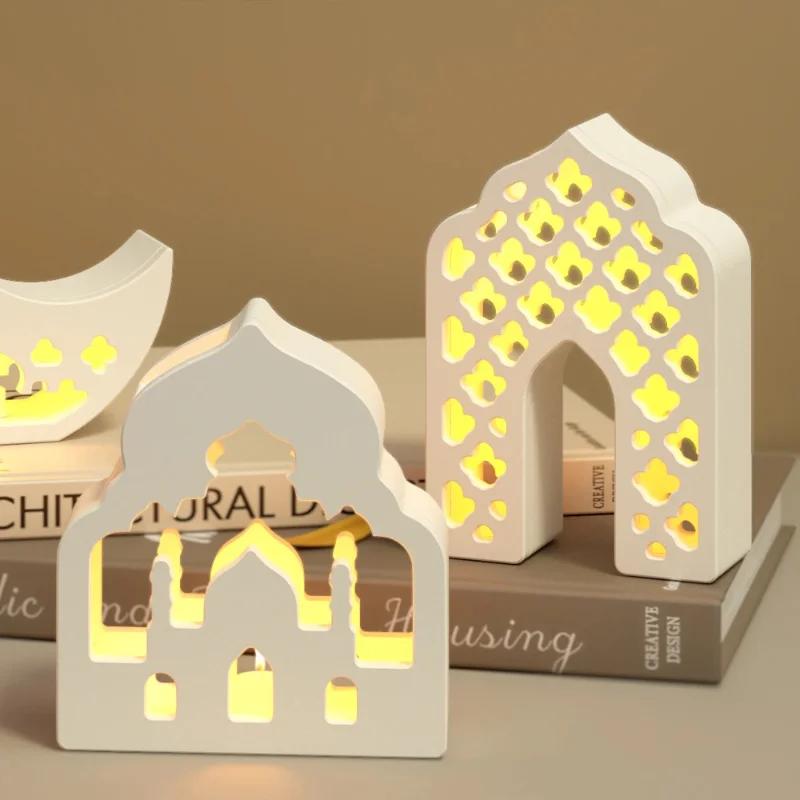 Top Quality Middle Eastern Style Hollow House Plaster Lampshade Silicone Mold DIY Moon Candle Holder Resin Molds For Eid Al Fitr
