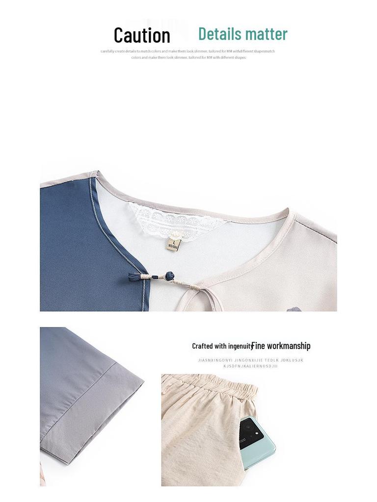 Летний комплект блузки с коротким рукавом для мамы: Стильный топ 2025 года для женщин среднего и пожилого возраста