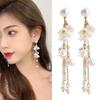 925 Silver Needle Korean Fashion Pearl Tassel Earrings For Women Jewelry Trending New Luxury Women's Zircon Pearl Earrings