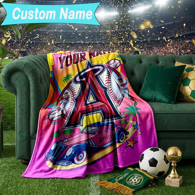 Custom Name Blanket Anaheim Braves Graffiti Art Blanket Bedding Blanket for Travel, Camping, Living Rooms, Offices, Sofas, Fan Christmas gift