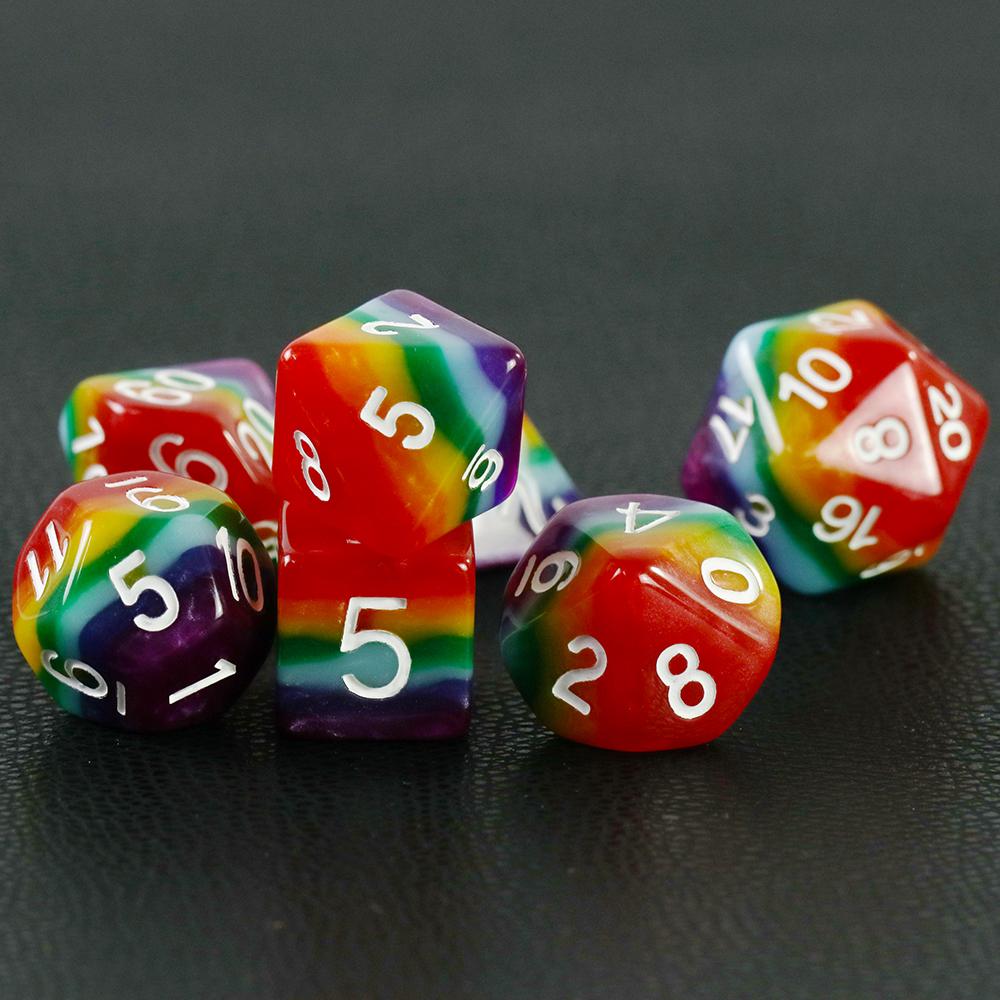 Набор игральных костей DND Rainbow Polyhedral Dice 7 шт. Игровые кости для настольных игр, аксессуары