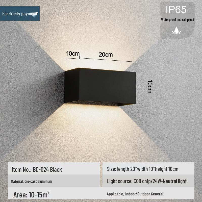 Universal Waterproof Wall Washer Light for Balcony, Courtyard, or Terrace - Exterior Up and Down Outdoor Lighting