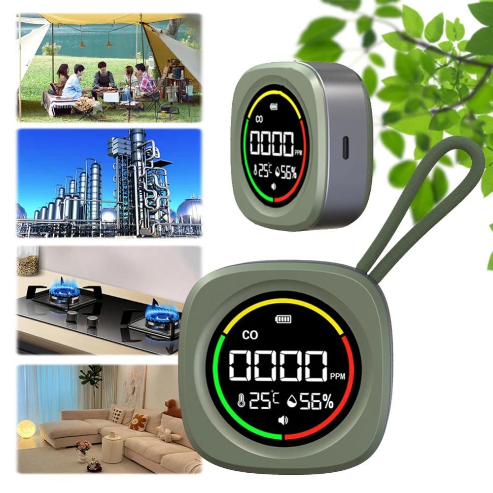 3 in 1 CO Detector Alarm Rechargeable Air Quality Monitor Carbon Monoxide Detector  Outdoor Camping