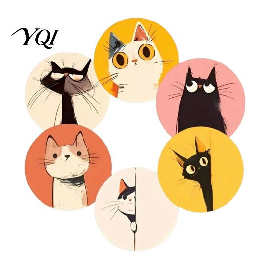 Heat Insulation Pads Wooden Cat Coasters, Decorative Resistant Table Mats, Non-slip Cup Coasters for Drinks Hot And Desk Protection Tableware