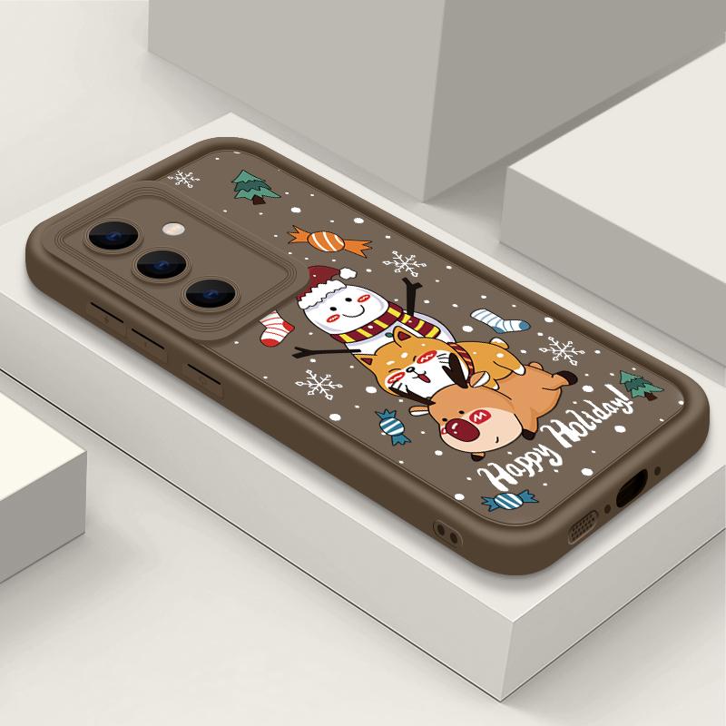 Чехол с рисунком оленя для Samsung S24 S23 S22 Ultra S21 Plus S20 FE A55 A35 A54 A53 A52 A34 A15 A14, противоударный мягкий чехол для телефона со снеговиком