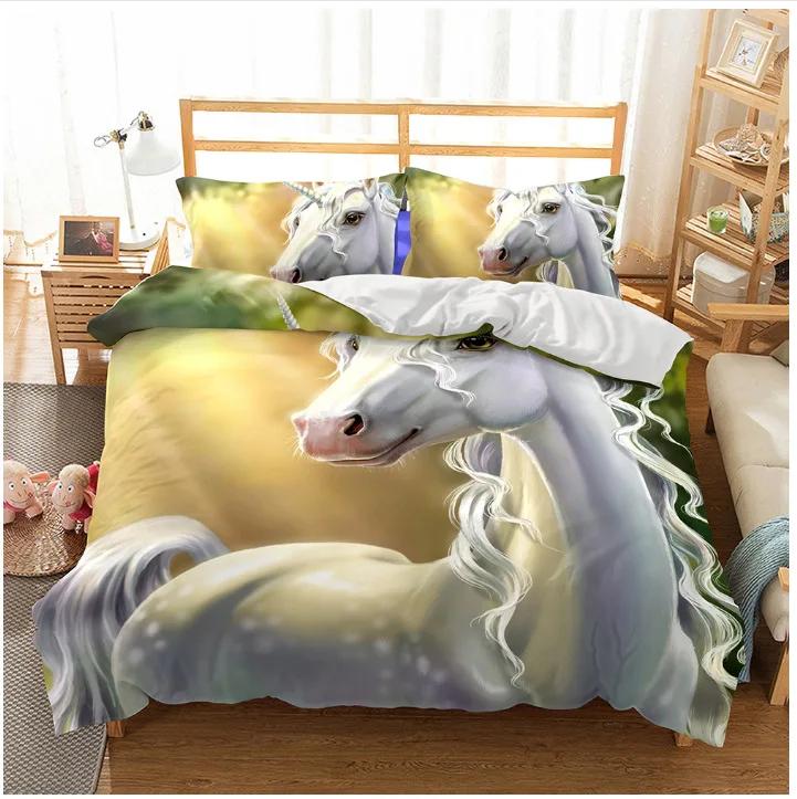 Iceberg Unicorn Quilt Cover Set Pillow Cover 3D Print Pink Green Babysbreath Navy Blue Bed Cover Set For Boy Gril Teen Dropship