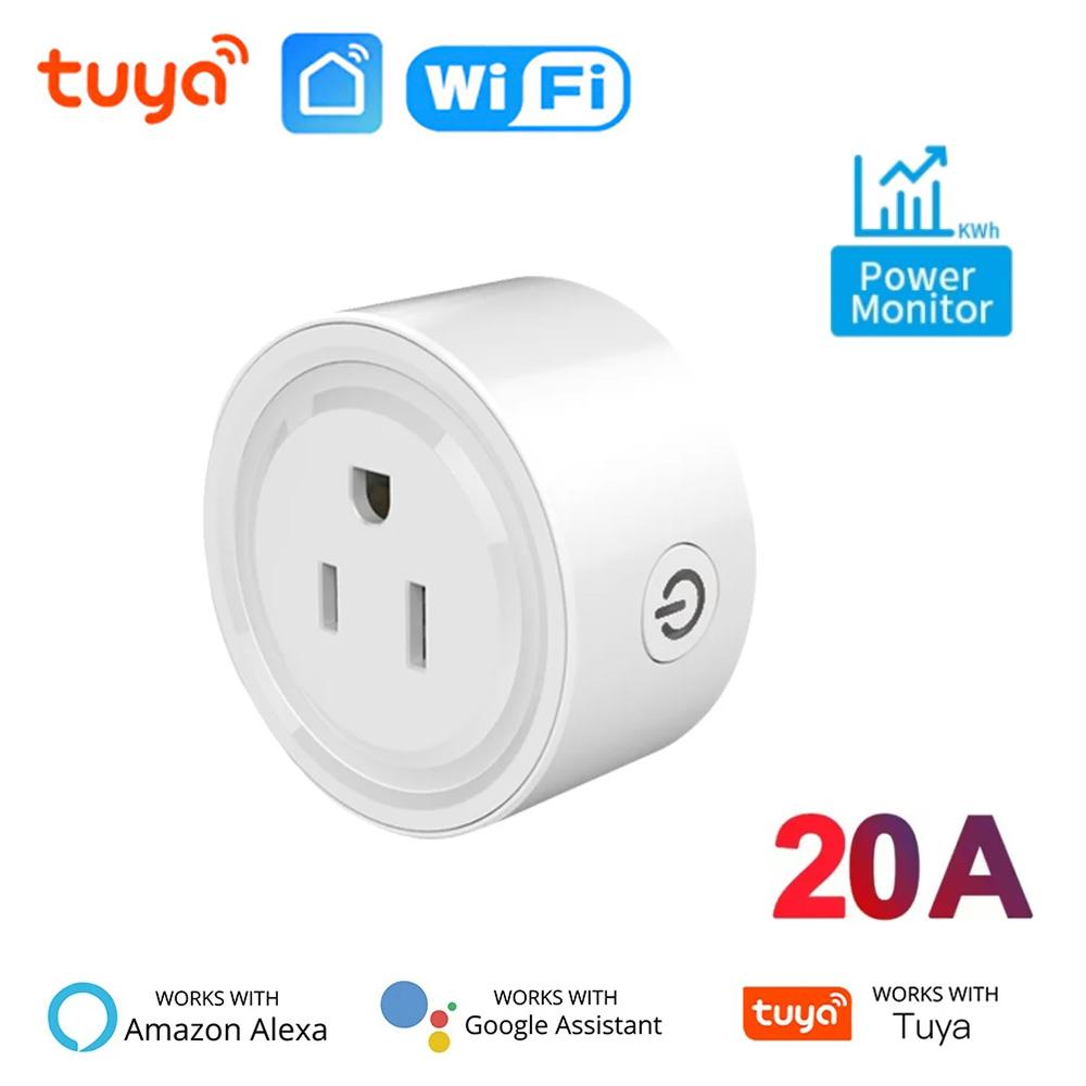 Умная розетка Tuya WiFi/Zigbee, американская умная розетка 20А с мониторингом мощности, таймером, управление через приложение Smart Life, работает с Alexa Google Home