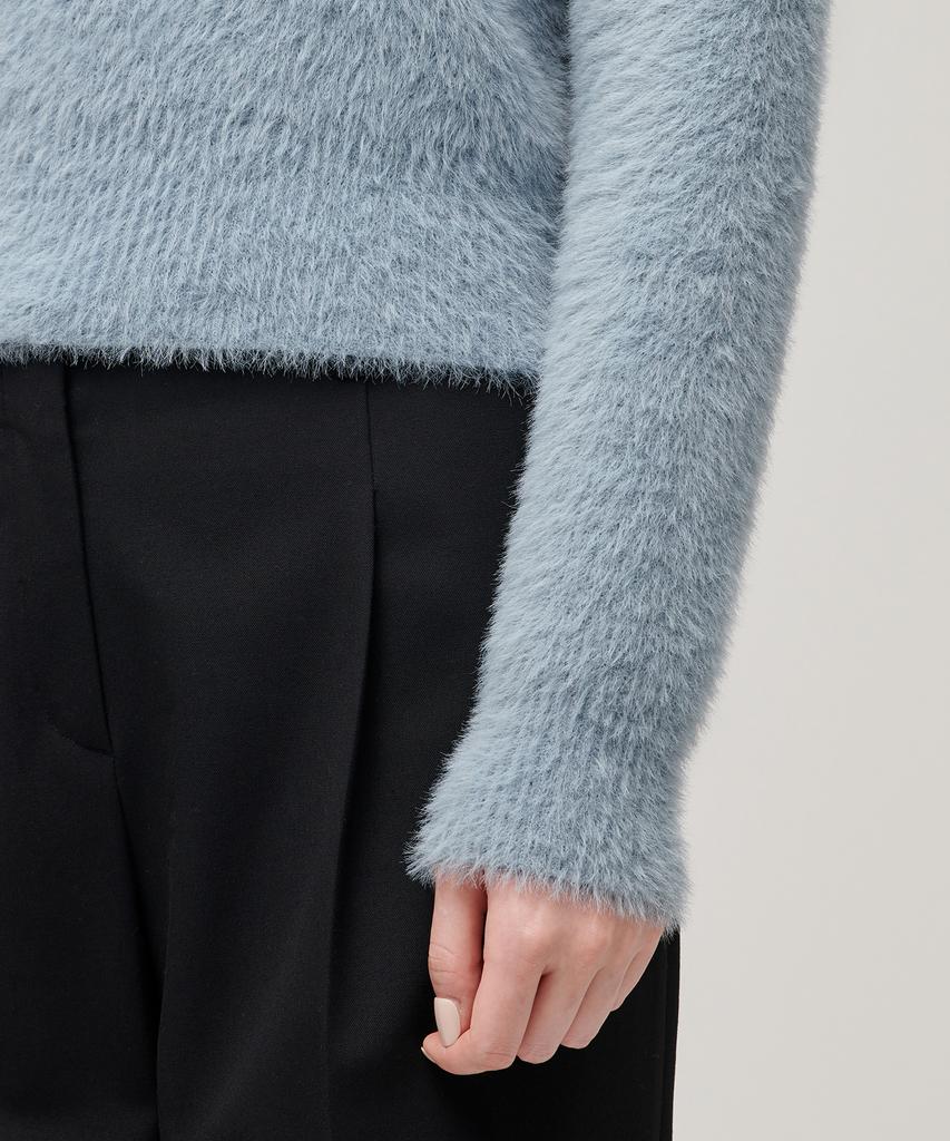 MUSINSA STANDARD WOMAN Women'S Fuzzy Crew Neck Knit [Blue Grey]
