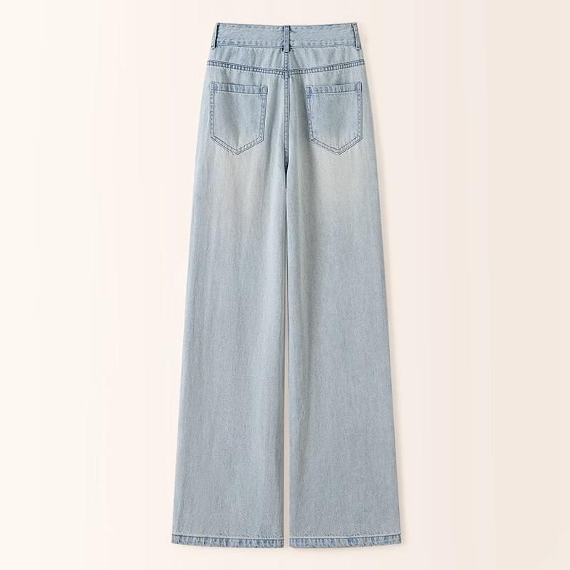 Женские прямые джинсы с высокой талией и стразами