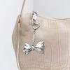 Sweet Lovely Silvery Bowknot Bead Keychains Pendant Hangings Ornament Keyring Backpack Decoration for Women Girls
