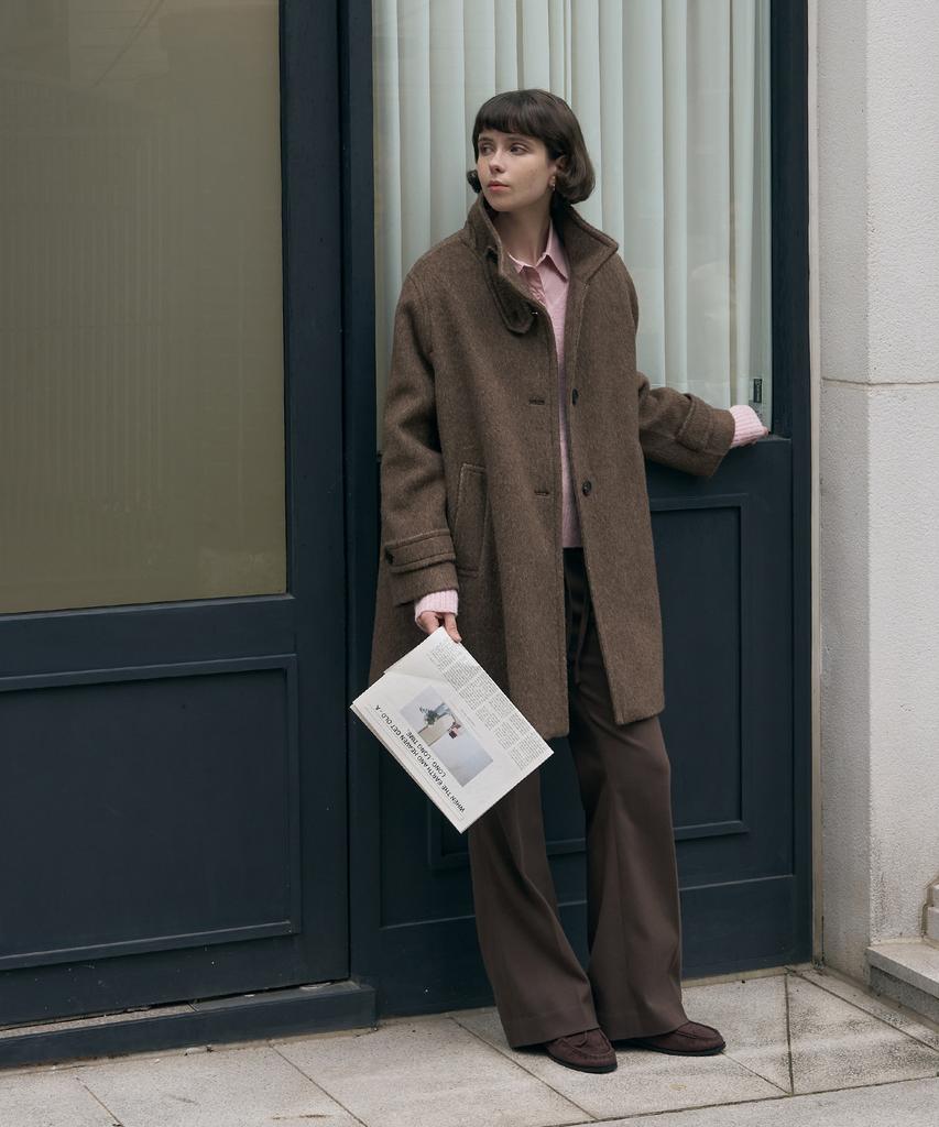 Drawfit Women Rabbit Angora Wool Handmade Flare Half Coat [M.Brown]