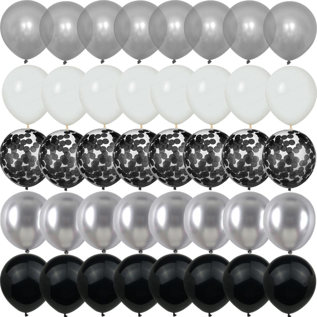 40 шт. Серебряные жемчужные металлические латексные шарики-конфетти для вечеринки на день рождения, свадьбу, детский душ, украшения на Новый год