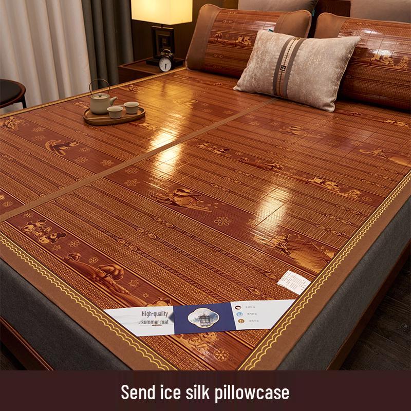 Bamboo Zi Mei Double-Sided Foldable Ice Silk Summer Mat for Dorms - Suitable for Winter and Summer Use with Free Shipping