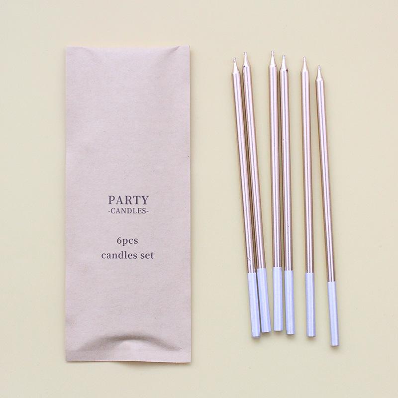 Birthday Candles Plastic-free 6 Straight Gold-plated Multi-color Party Decoration Rainbow Candles