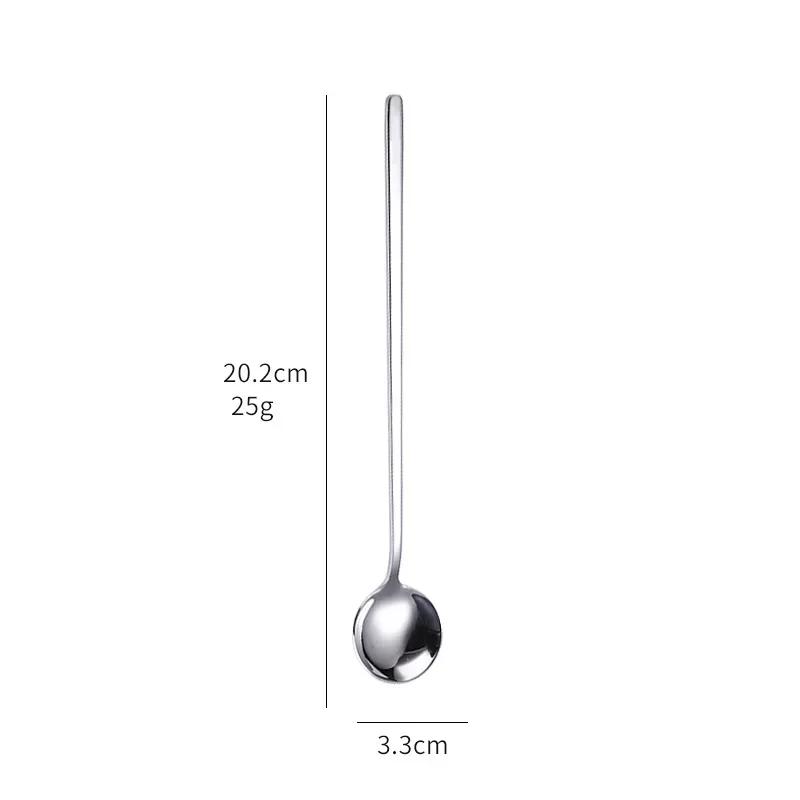 1 шт. Чайная ложка из нержавеющей стали с круглой головкой, столовые приборы с длинной ручкой, кофейная, чайная, десертная, для мороженого, мини-лопатка, кухонные столовые приборы