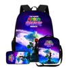 New Mario cartoon backpack, three-piece set for primary and secondary school students, school bag, backpack, shoulder bag, pencil case.