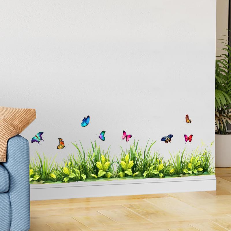 Настенные наклейки для гостиной спальни минималистичные плинтусы цветы розы растения креативная линия талии фоновые картины настенное искусство домашний декор