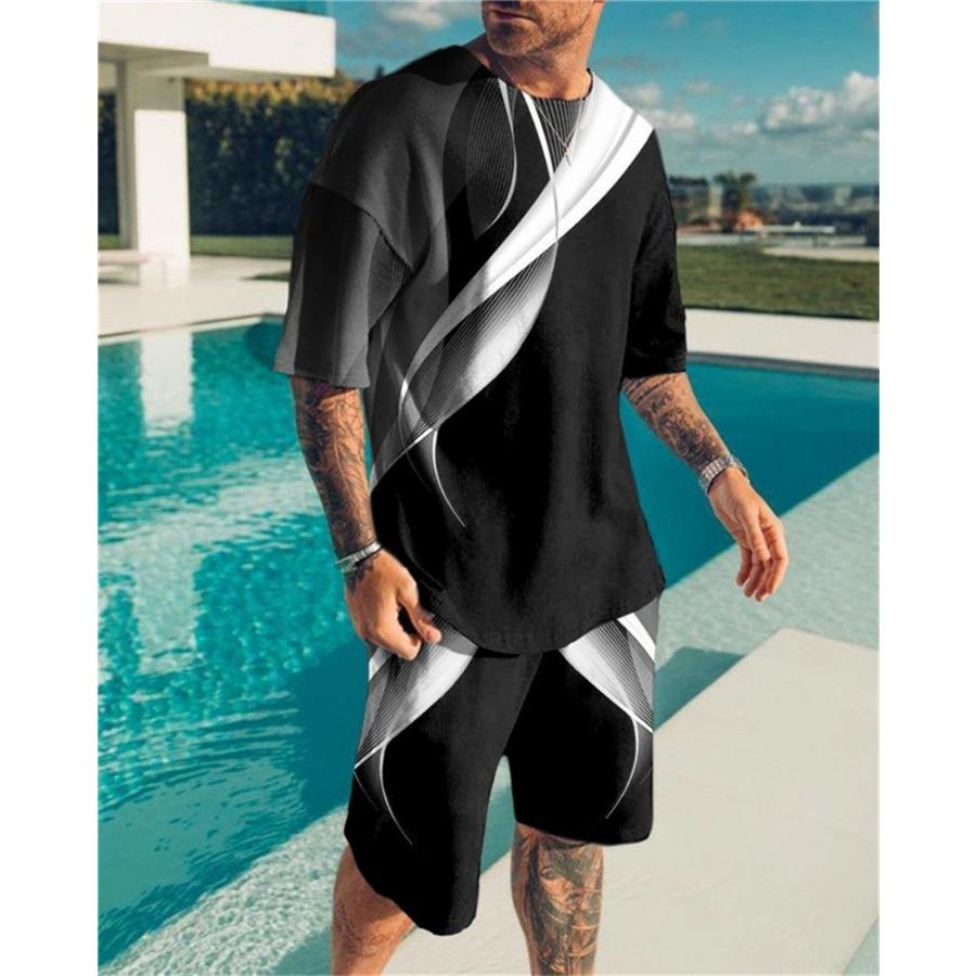 Mens Fashion Tracksuit Set Shorts Summer Men 2 Piece Outfit Suit Casual Short Sleeve Men Clothing Oversized Tshirt Jogging Set