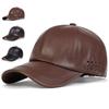 Unisex Solid Color Leather Baseball Caps Adjustable Casual Hats Spring and Autumn Outdoor Sunscreen Hat