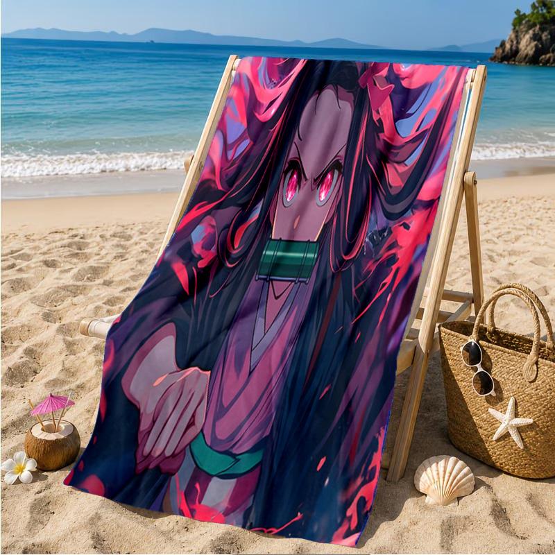 Anime Slayer Characters Beach Towel Microfiber Beach Towel, Lightweight and Quick-Dry, for Summer Travel, Swimming Pool Fan Birthday Gift