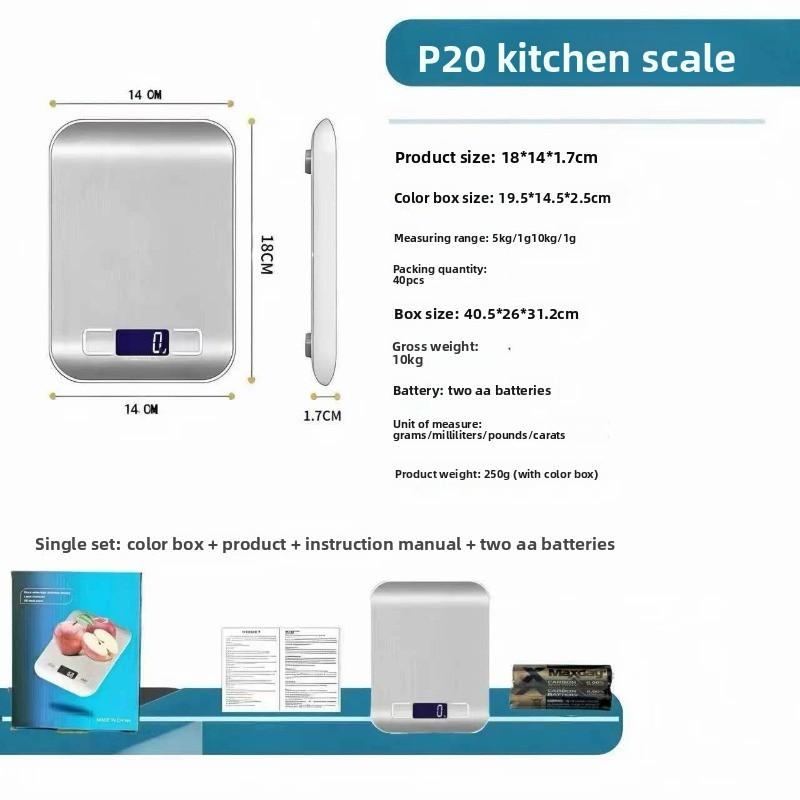Báscula de cocina digital de acero inoxidable de alta precisión para alimentos y repostería
