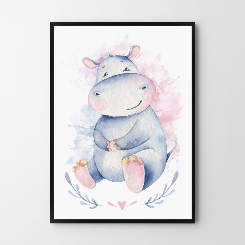 Poster for a Child's Room Hippopotamus Cute Animals