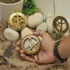 Латунный компас с кожаным чехлом 7,62 см Морской солнечный компас для исследователя, стимпанк, пешего туризма, подарка Морской подарок Набор из 3