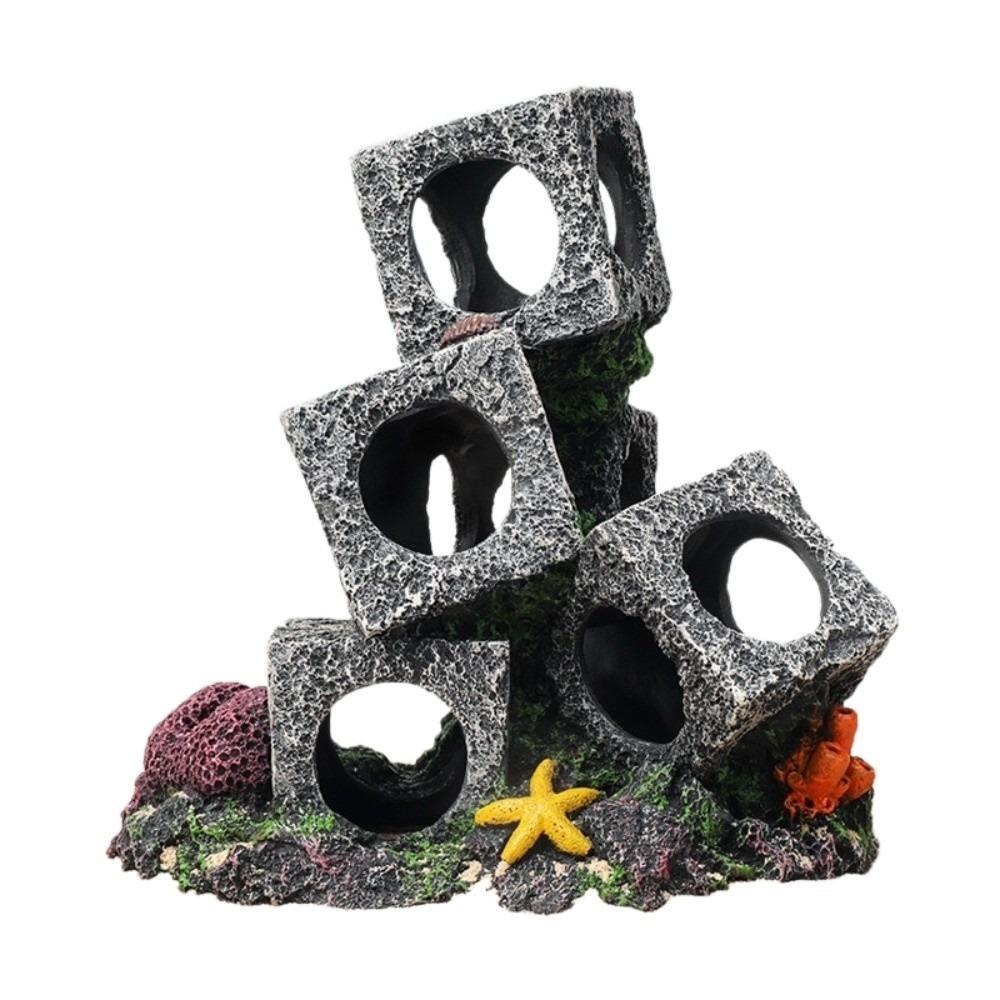 Hollowed-out Aquarium Rock Resin Shrimp Breeding Cave Cubes Cave Shelter Home Aquarium