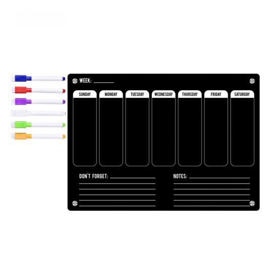 Магнитная акриловая доска для холодильника, разборчивый черный текст с 6 стираемыми маркерами, легко читаемая доска-еженедельник