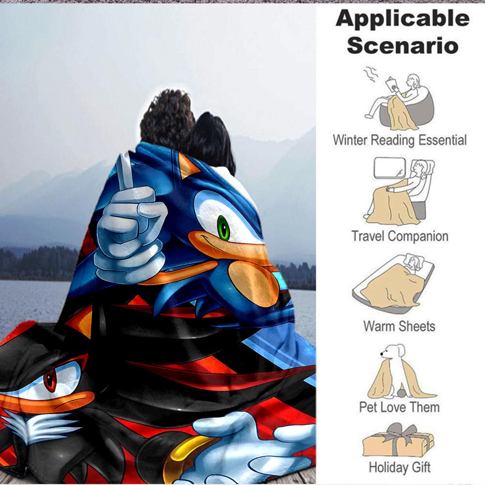 1Pc Sonic Adventure Shadow'S Rise Blanket Soft And Comfortable Casual Warm Camping Travel Christmas Halloween Xmas Gift M929163