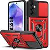 Protective Case - Booling - for Samsung Galaxy A55 5G - Shockproof In PC + TPU - Metal Stand - Red