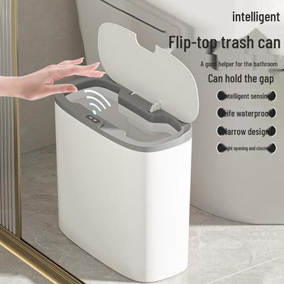 Умное мусорное ведро с датчиком для ванной - Бесшумная откидная крышка с плавным открыванием/закрыванием