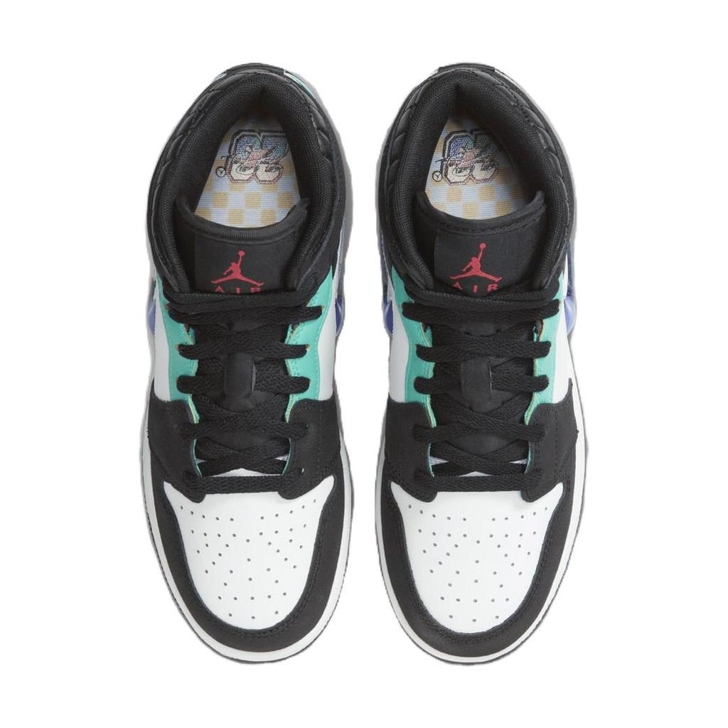 Air Jordan 1 Mid SE GS Черный Белый Гипер Жаде Сиреневый Красный FQ8095-001