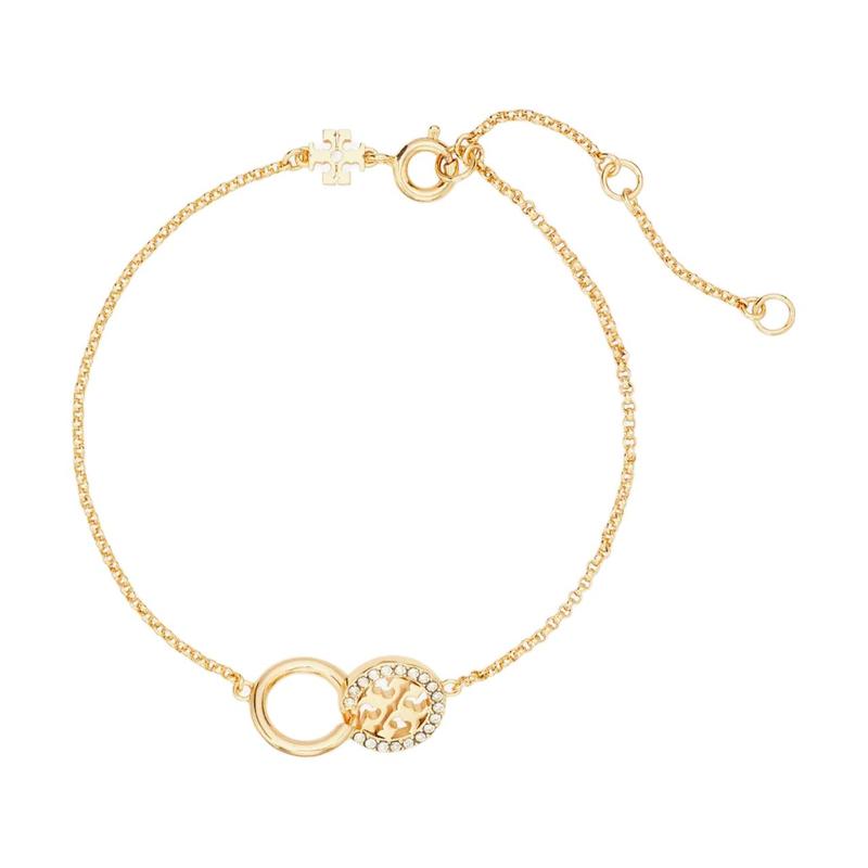 TORY BURCH T-shaped design glass brass bracelet women's gold 171661-783-gold F
