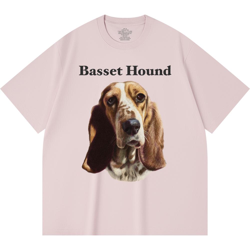 Футболка из 100% хлопка плотностью 230 г/м2 с принтом бассет-хаунда, забавная футболка из чесаного хлопка в стиле Харадзюку