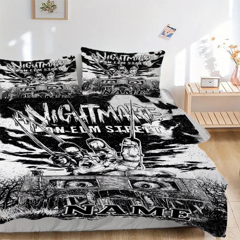 Custom Textile Nightmare Icon Bedding 3 Piece Set HD Print Duvet Cover Pillowcases for Teens Adult Bedroom Decoration