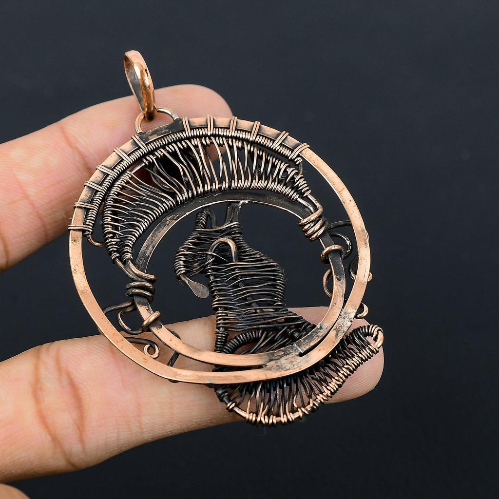 Черный драгоценный камень оникс чистая медная проволока обернутая ювелирные изделия ручной работы кулон