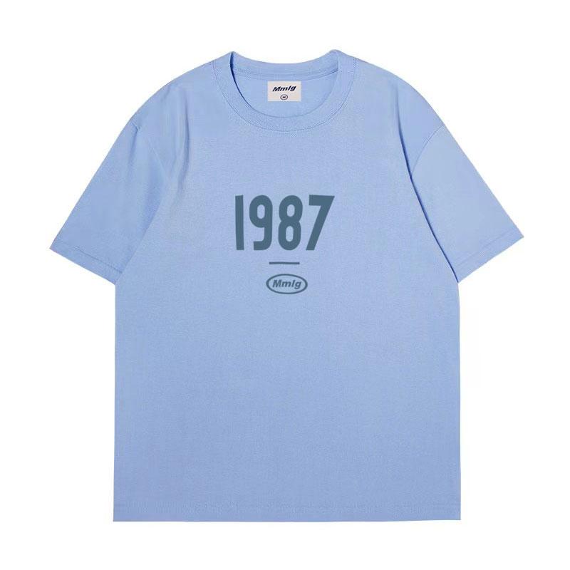 summer new Hot figure Simplicity Numbers 1987 print cotton Unisexs and Unisexs Tshirts Fashion casual shopping shirt short sleeve